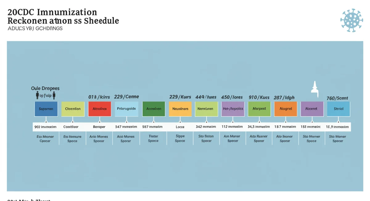 Infographic detailing the 2025 CDC adult immunization schedule by age and vaccine type