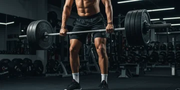 Man lifting heavy weights in a gym, demonstrating advanced strength training