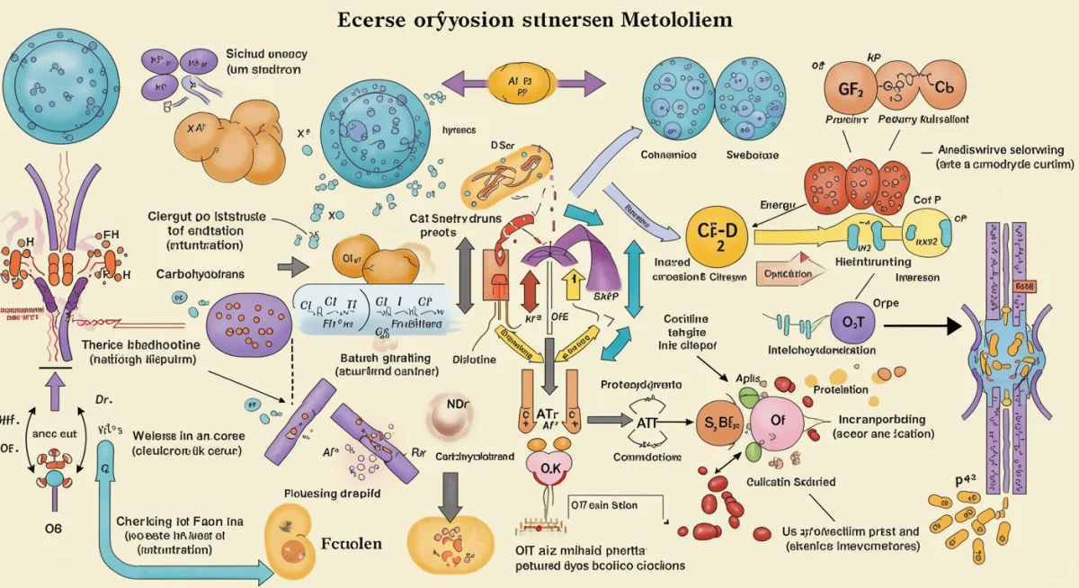 Diagram illustrating cellular metabolism and energy production, showing how exercise impacts fat oxidation.