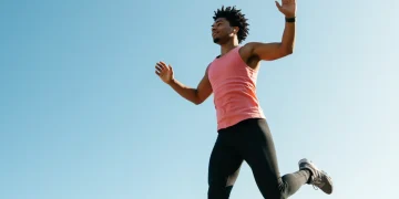 Energetic US adult exercising outdoors, symbolizing a strong immune system