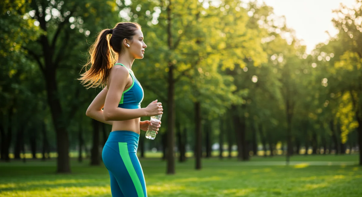 Person exercising outdoors for cardiovascular health.
