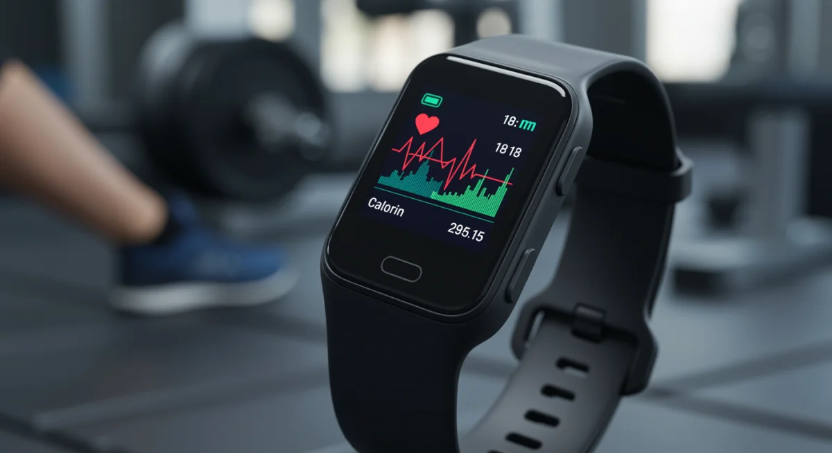 Fitness tracker displaying workout data, symbolizing performance monitoring