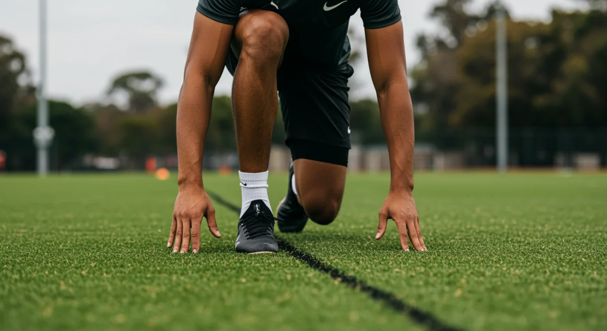 Athlete performing high-knee running drill
