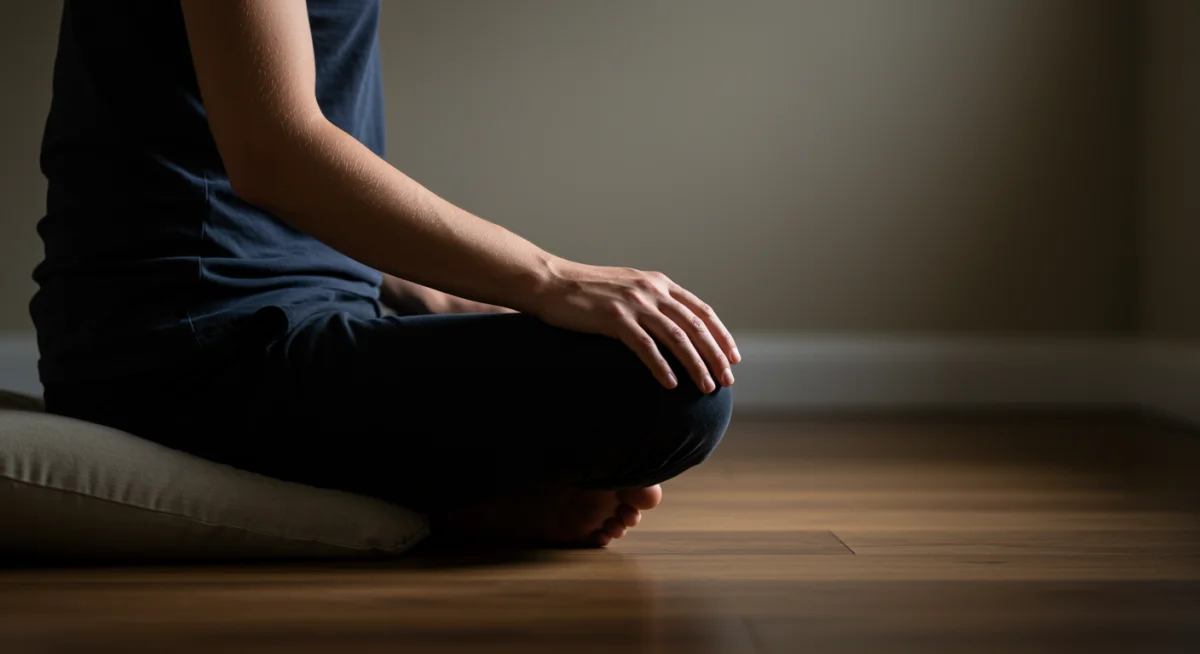 Person meditating for sleep preparation