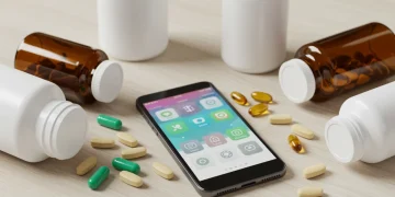 Navigating Nutritional Supplements: 2025 Consumer's Guide Assortment of vitamin and mineral supplement bottles on a wooden table with a smartphone for health tracking.