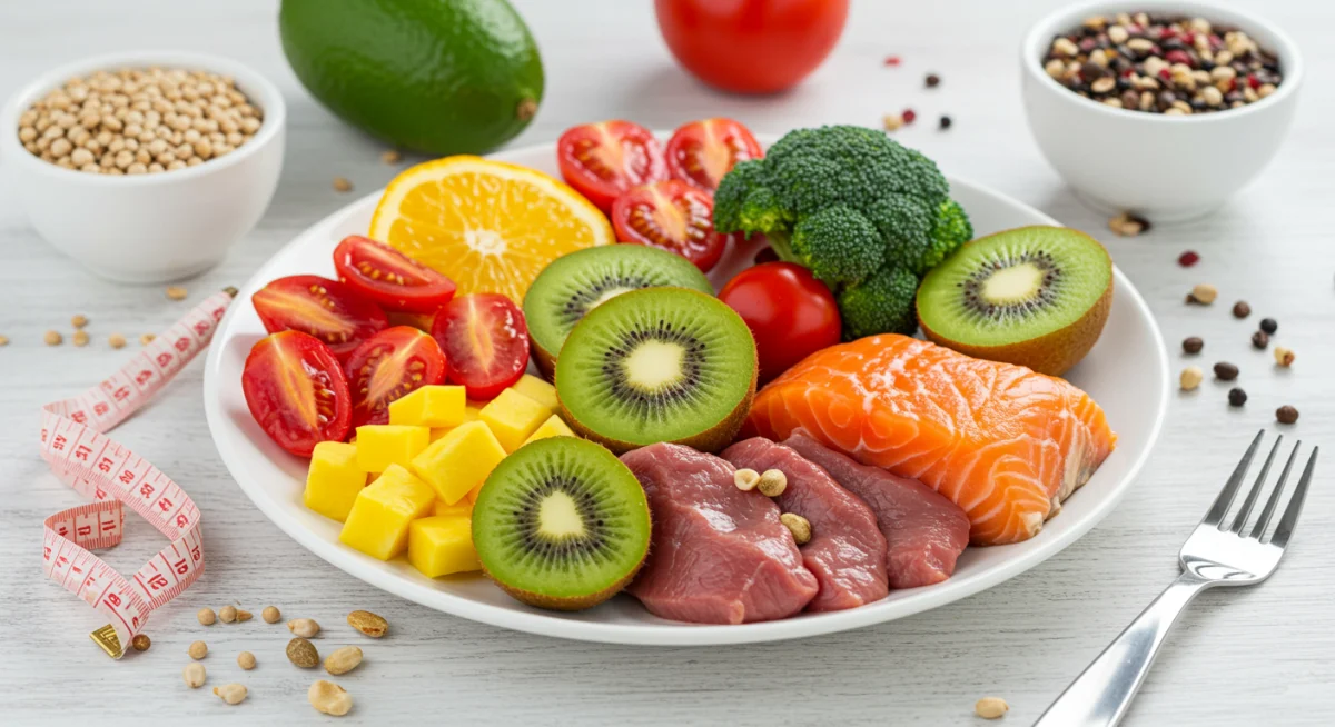 Healthy, colorful meal emphasizing nutrition for mental well-being