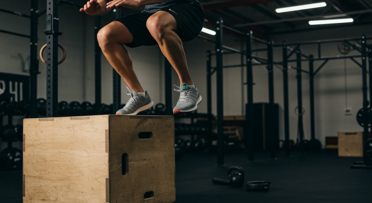 Athlete performing plyometric box jumps for enhanced endurance