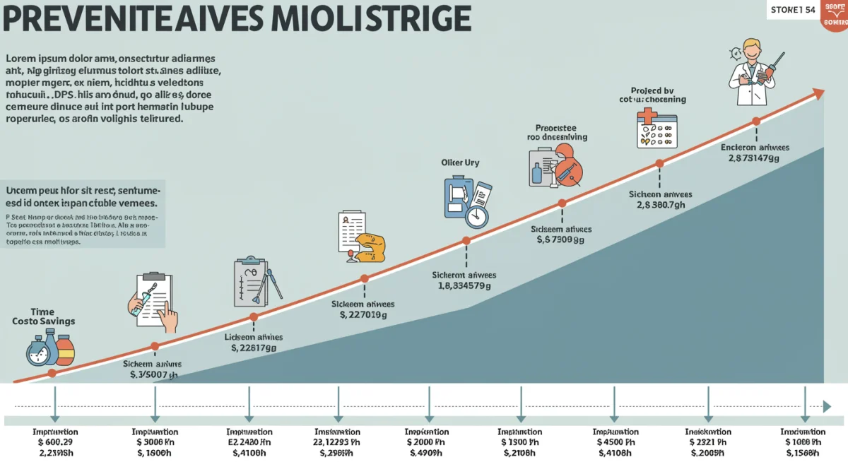 Infographic showing timeline of preventative health milestones and projected cost savings.
