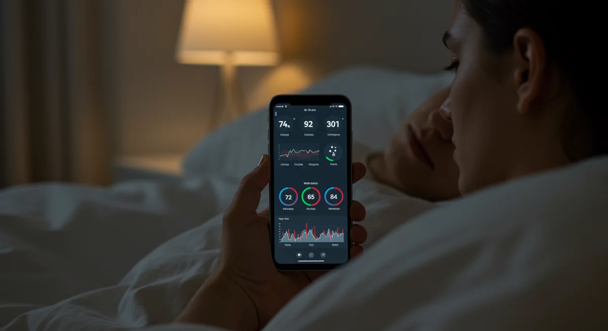 Person tracking sleep patterns with a smartphone app.