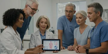 Diverse US adults discussing 2025 cancer screening guidelines with doctor